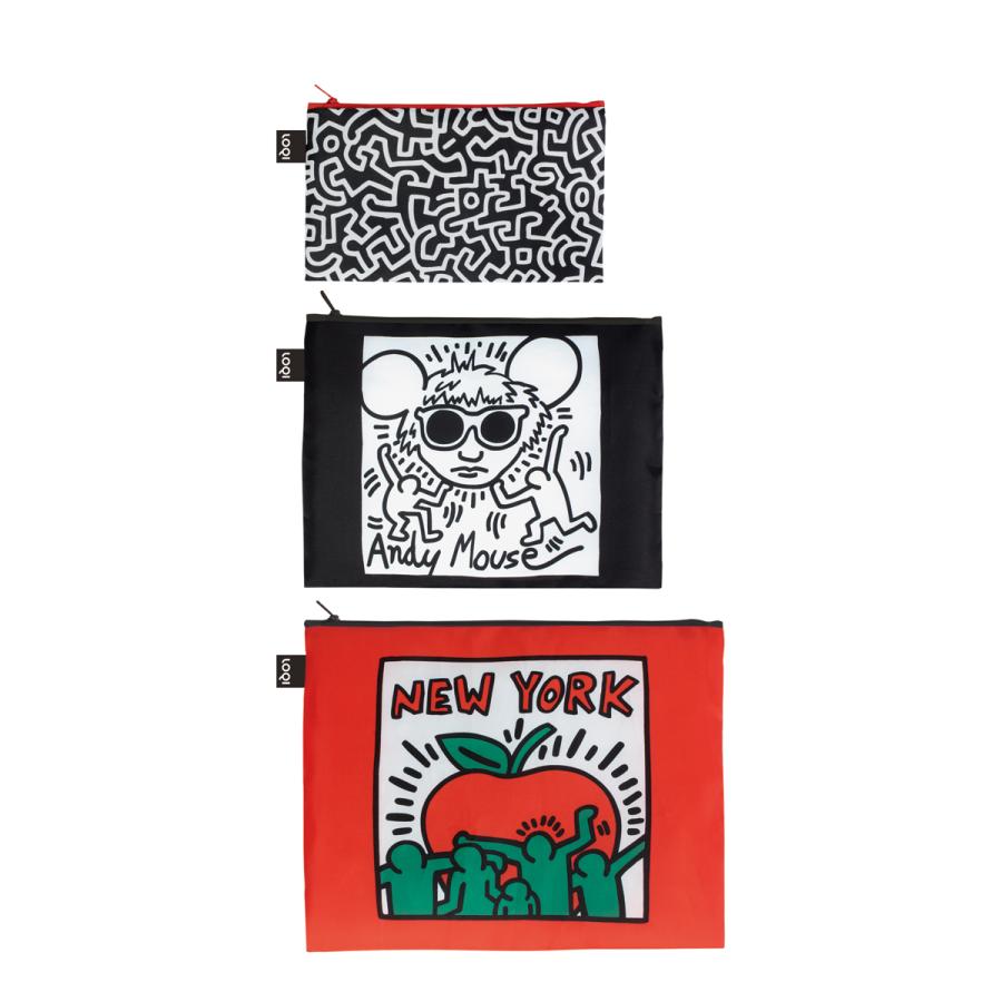 ポーチセット ローキー LOQI 正規品 Zip Pockets Recycled ジッパーポーチ ジップポケット 3点セット MUSEUM Collection キース・へリング |  | 07