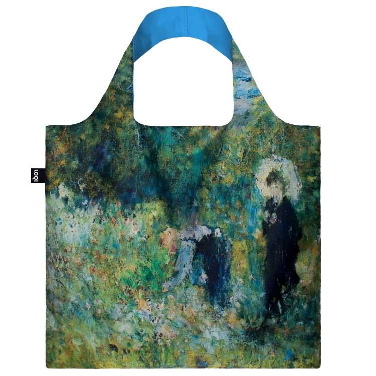 折りたたみトート エコバッグ ローキー LOQI Recycled Bag 絵画 MUSEUM Collection ルノワール/ウーマン ウイズ パラソル イン ガーデン（庭で日傘を持つ女性） | 
