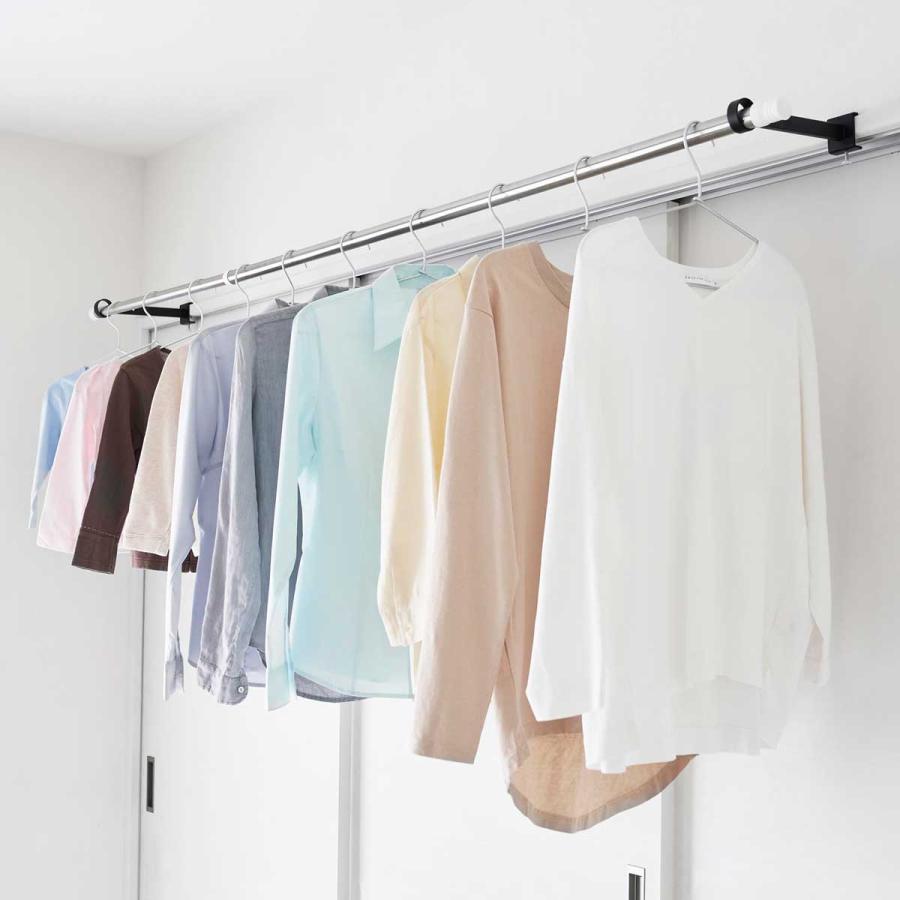 室内干し 山崎実業 正規品 tower タワー 鴨居室内物干しポールホルダー 奥行ワイド 室内物干し  1587 ブラック | tower