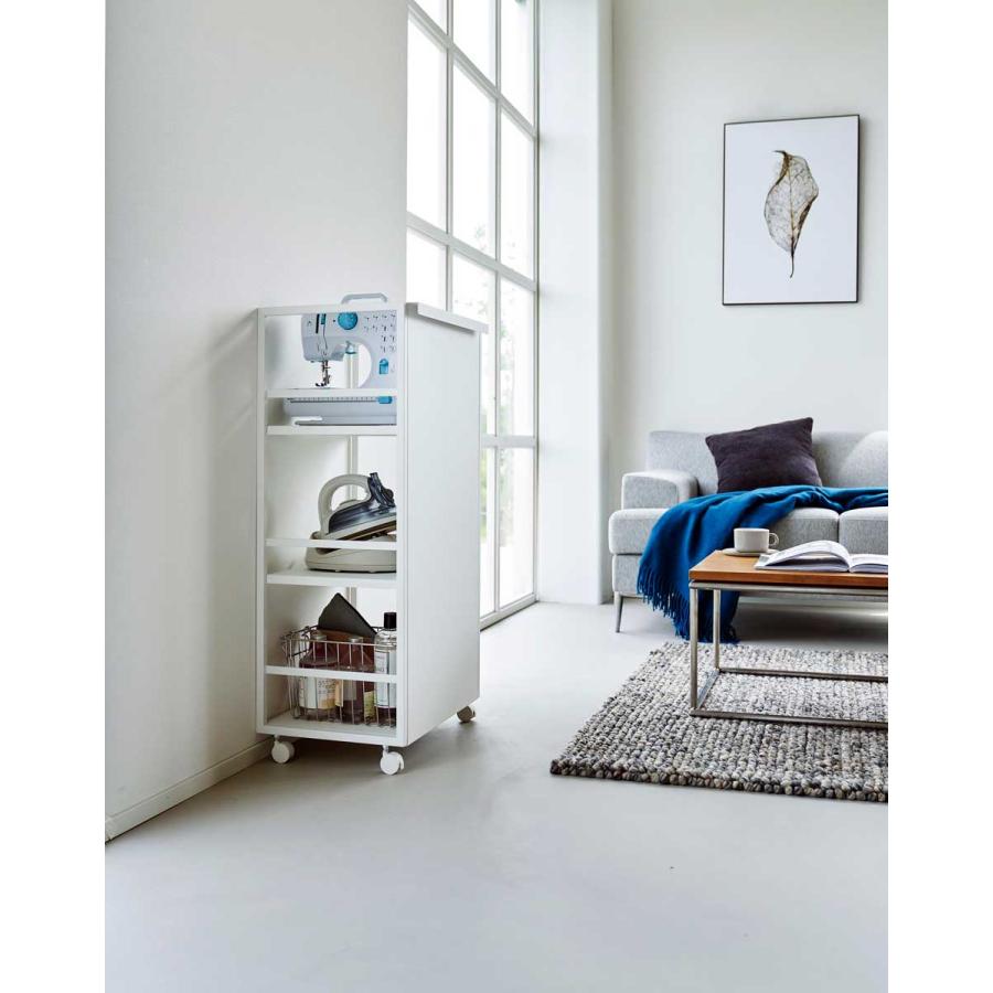 キャスター付きワゴン 山崎実業 正規品 tower タワー 目隠しワゴン L 収納ワゴン スチールラック  1419 ホワイト | tower | 03