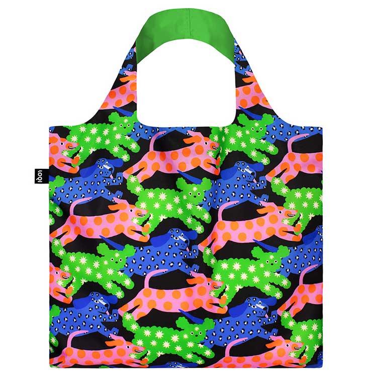 折りたたみトート エコバッグ ローキー LOQI 正規品 Recycled Bag Pouch Set 大きめ トートバッグ ARTIST Collection グリッター・パワー / ドッグ | LOQI