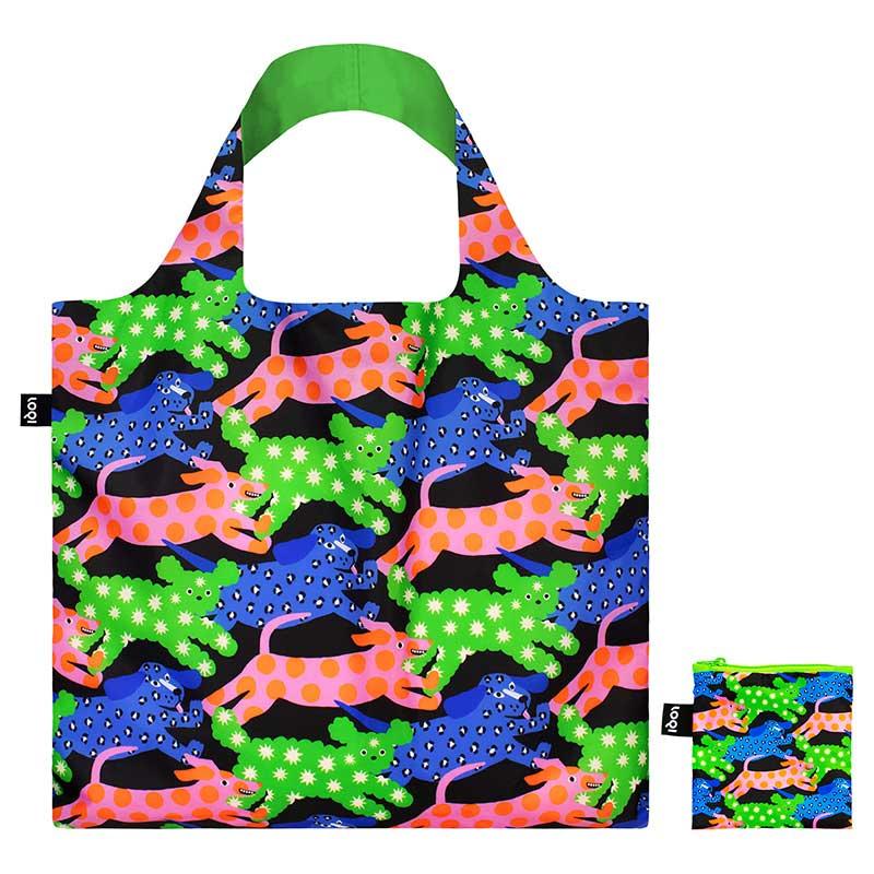 折りたたみトート エコバッグ ローキー LOQI 正規品 Recycled Bag Pouch Set 大きめ トートバッグ ARTIST Collection グリッター・パワー / ドッグ | LOQI | 01