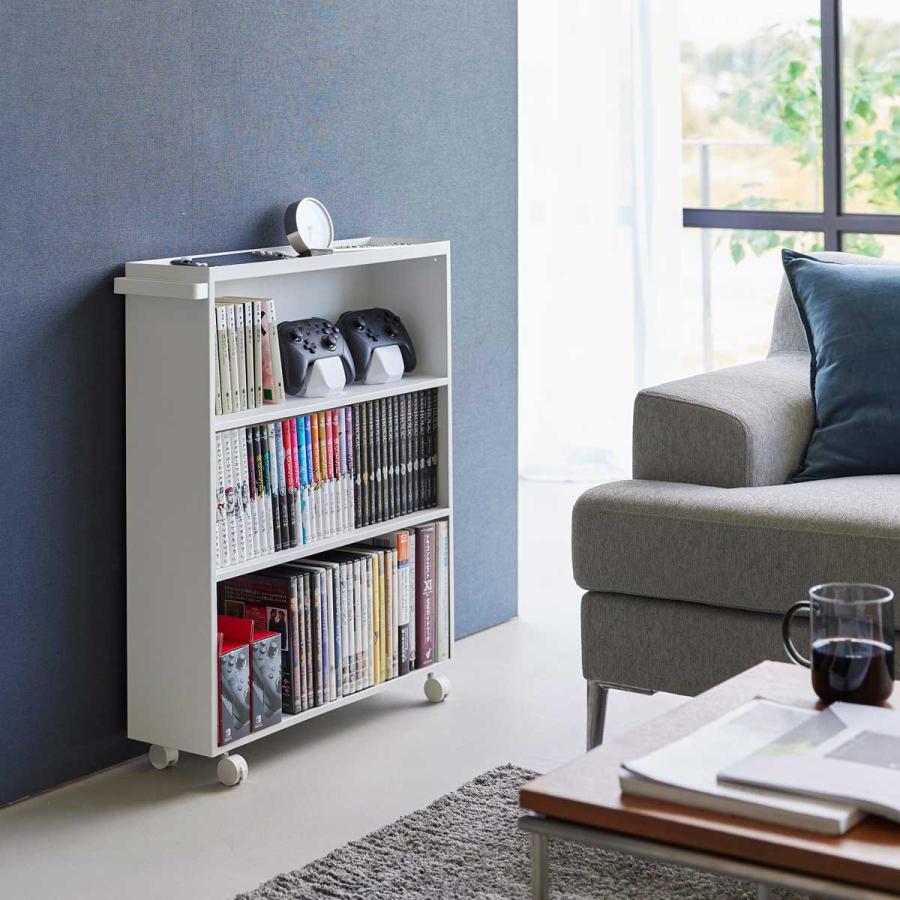 コミック本棚 山崎実業 正規品 tower タワー ハンドル付き隠せるコミックラック コミックラック  1485 ホワイト | tower