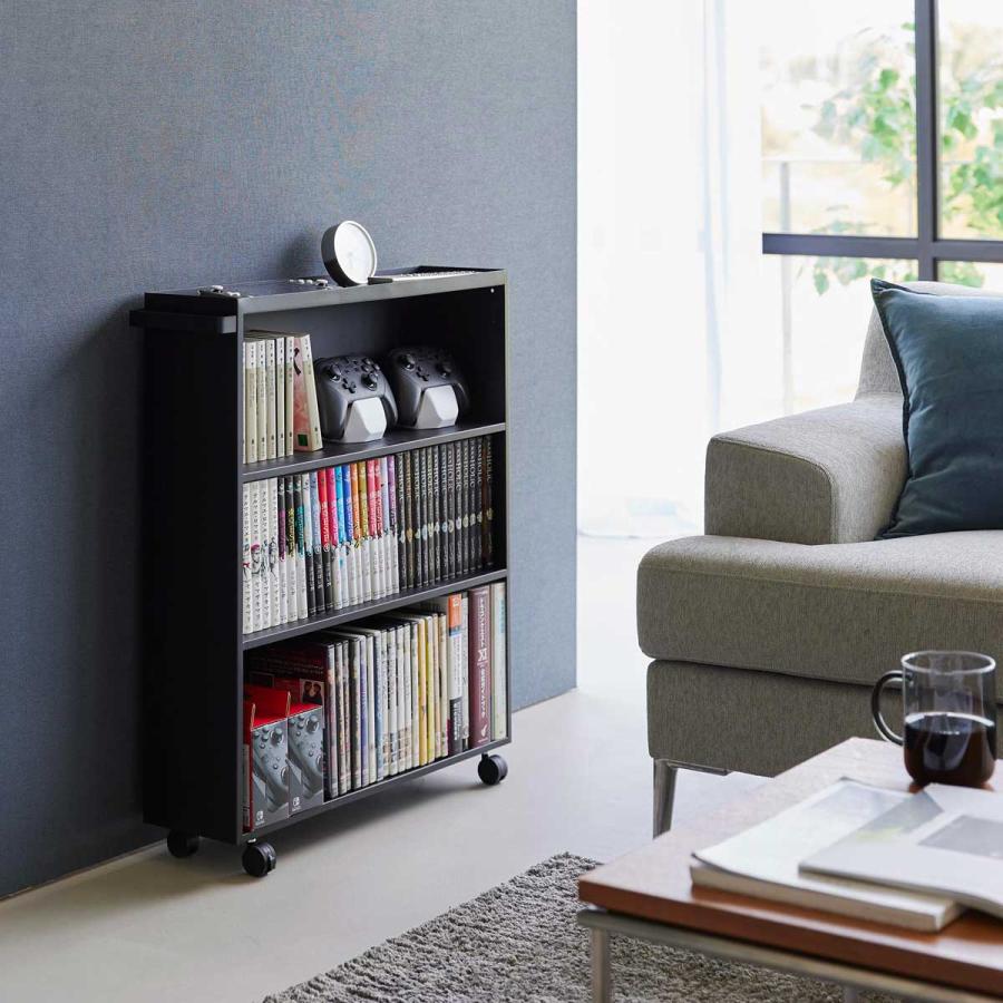 コミック本棚 山崎実業 正規品 tower タワー ハンドル付き隠せるコミックラック コミックラック  1486 ブラック | tower