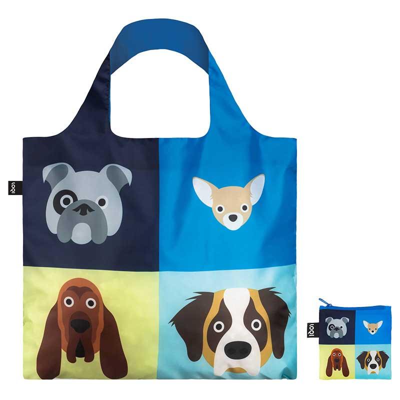 折りたたみトート エコバッグ ローキー LOQI 正規品 Recycled Bag Pouch Set 大きめ トートバッグ ARTIST Collection スティーブン・チータム / ドッグ | LOQI | 01
