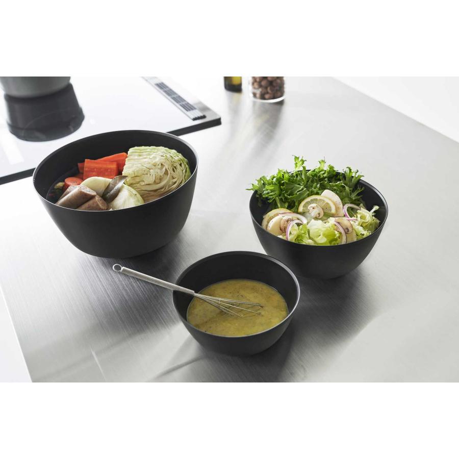 レンジボウル 山崎実業 正規品 tower タワー 傾けて混ぜやすい調理ボウル 3点セット 電子レンジ対応 料理ボウル  1392 ブラック | tower | 04