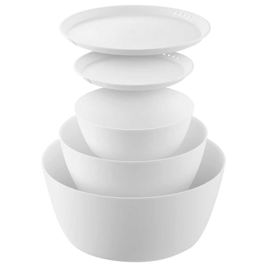 レンジボウル 山崎実業 正規品 tower タワー 傾けて混ぜやすい調理ボウル 5点セット 電子レンジ対応 料理ボウル  1393 ホワイト | tower | 01