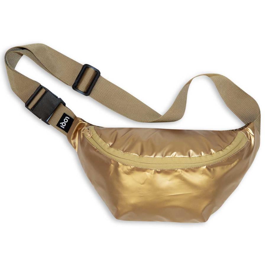 ボディバッグ ローキー LOQI 正規品 Recycled Bum Bag バムバッグ 肩掛け 両手フリー ウエストポーチ メタリック マットゴールド | LOQI | 01