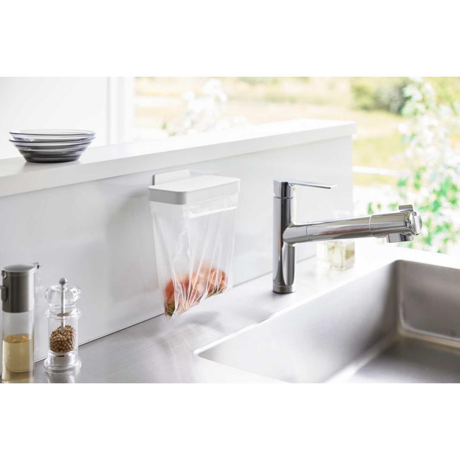 ポリ袋ホルダー 山崎実業 正規品 tower タワー マグネット蓋付きポリ袋ホルダー ゴミ箱 ゴミ袋ホルダー  1919 ホワイト | tower | 02