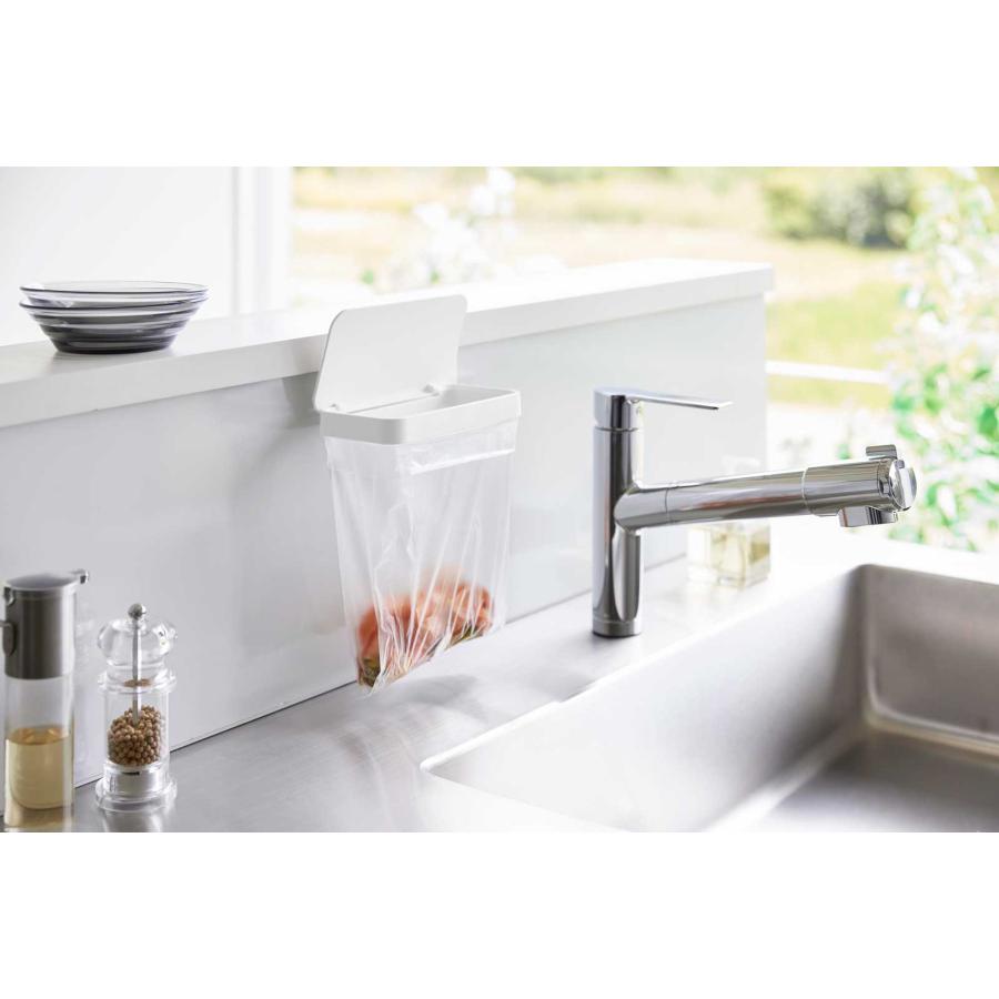 ポリ袋ホルダー 山崎実業 正規品 tower タワー マグネット蓋付きポリ袋ホルダー ゴミ箱 ゴミ袋ホルダー  1919 ホワイト | tower | 03