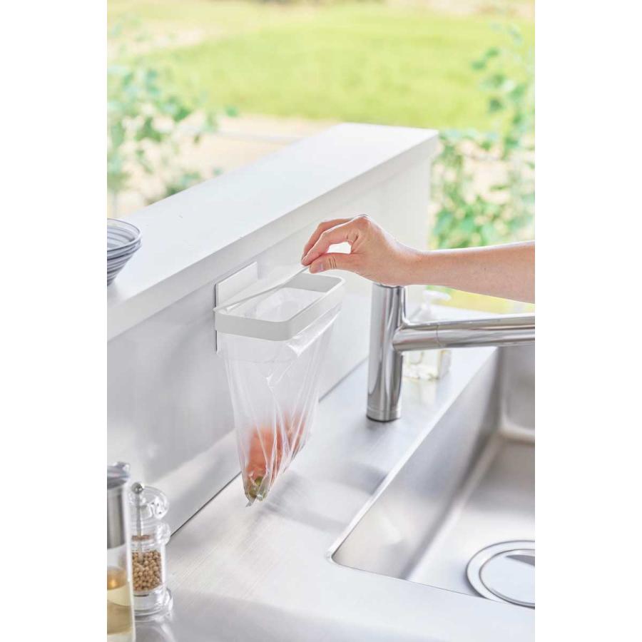 ポリ袋ホルダー 山崎実業 正規品 tower タワー マグネット蓋付きポリ袋ホルダー ゴミ箱 ゴミ袋ホルダー  1919 ホワイト | tower | 06