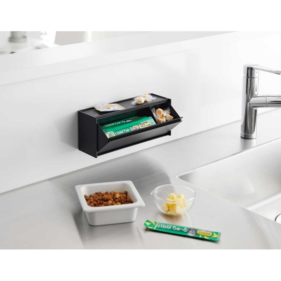 ペット用品 山崎実業 正規品 nooks ヌークス マグネットペットおやつ収納ケース 犬用 猫用  1984 ブラック | 山崎実業 | 03