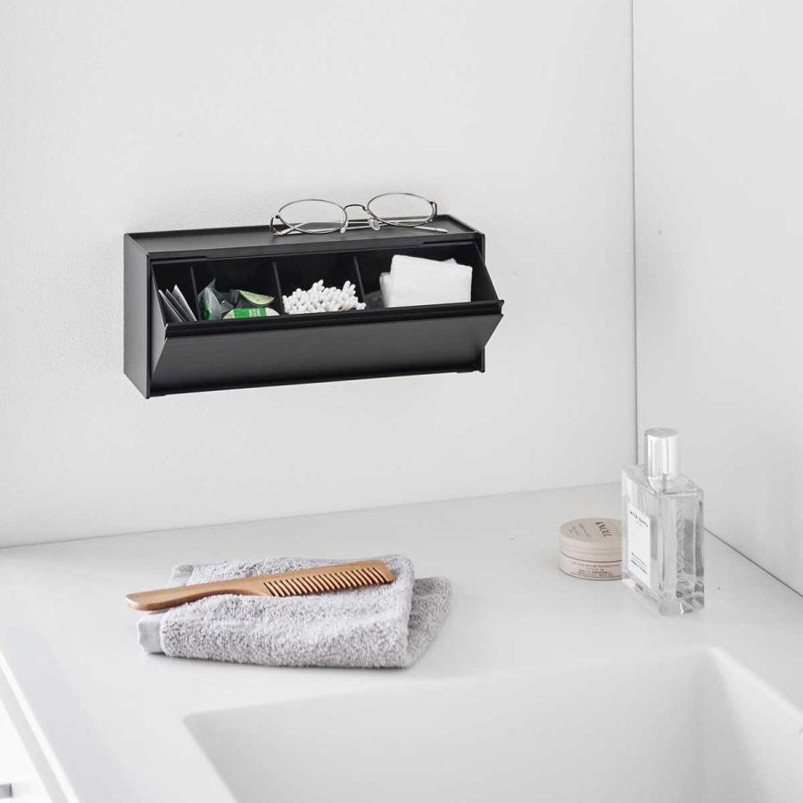 洗面所収納 山崎実業 正規品 tower タワー ウォール洗面収納ケース 石こうボード壁対応 洗顔用品収納 スキンケア収納  1356 ブラック | tower