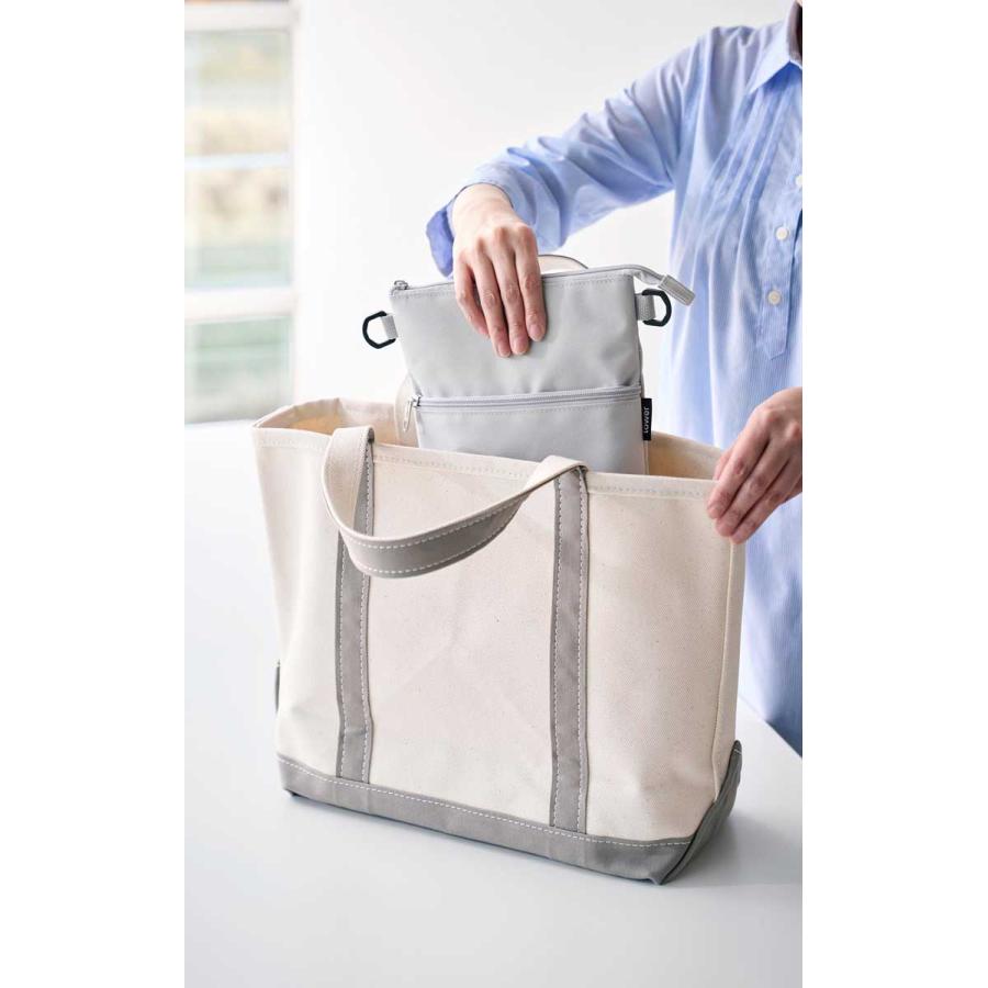 ミニエコバッグ tower タワー コンビニちょい買い保冷＆保温バッグ 保冷剤ポケット 保冷保温 ショルダー 山崎実業 正規品 10165 ライトグレー | tower | 07