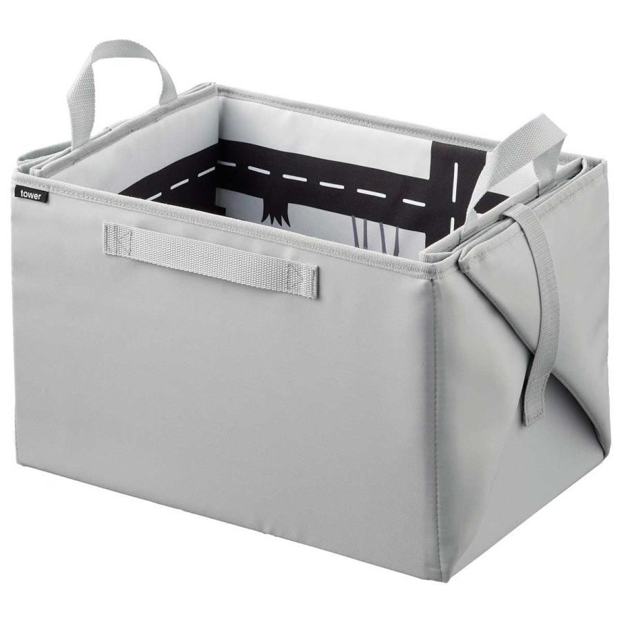 おもちゃ箱 山崎実業 正規品 tower タワー プレイマットにもなるおもちゃ収納 おもちゃ収納  10169 ライトグレー | tower | 01