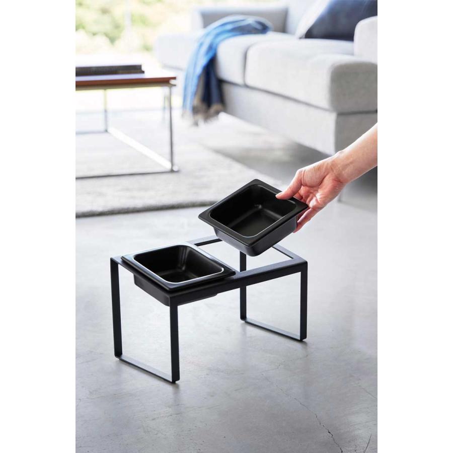 ペットフードボウル 山崎実業 正規品 nooks ヌークス ペットフードボウルスタンドセット 斜めハイタイプ ペット用品  10038 ブラック | 山崎実業 | 06