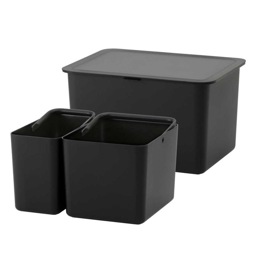 米びつ 正規品 Like-it ライクイット フタ付きストックケース 米びつ インナーセット 収納ストッカー LBK-50 ブラック | 