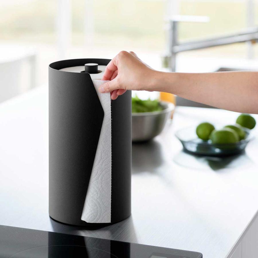キッチンペーパーホルダー 山崎実業 正規品 tower タワー 片手でカット隠せるキッチンペーパーホルダー 縦タイプ L キッチンペーパー収納  10042 ブラック | tower