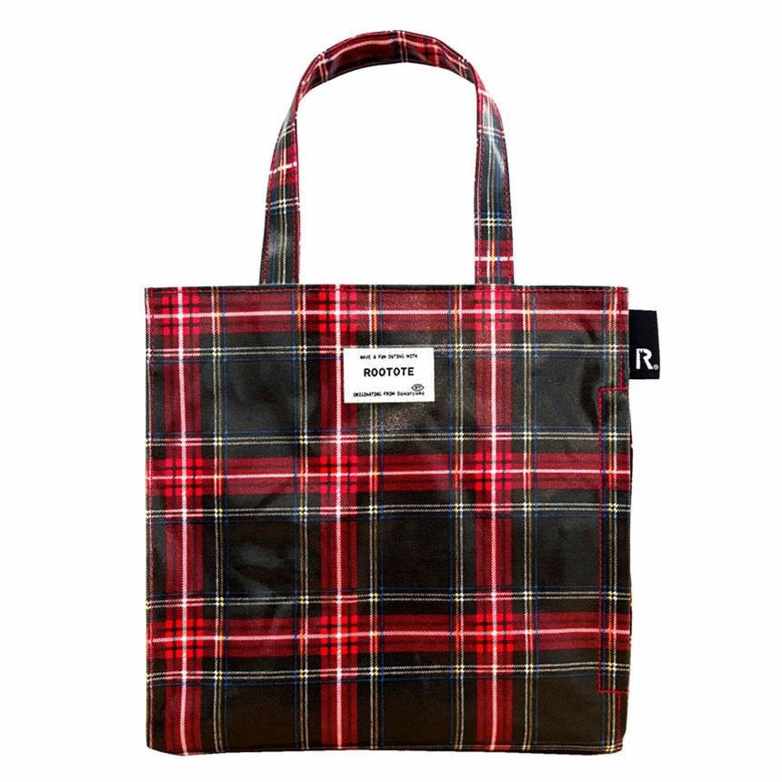 2025新作 トートバッグ 正規品 ROOTOTE ルートート EU.スクエア.ラミネート-T トート バッグ SQUARE 3606 チェック レッド | ROOTOTE