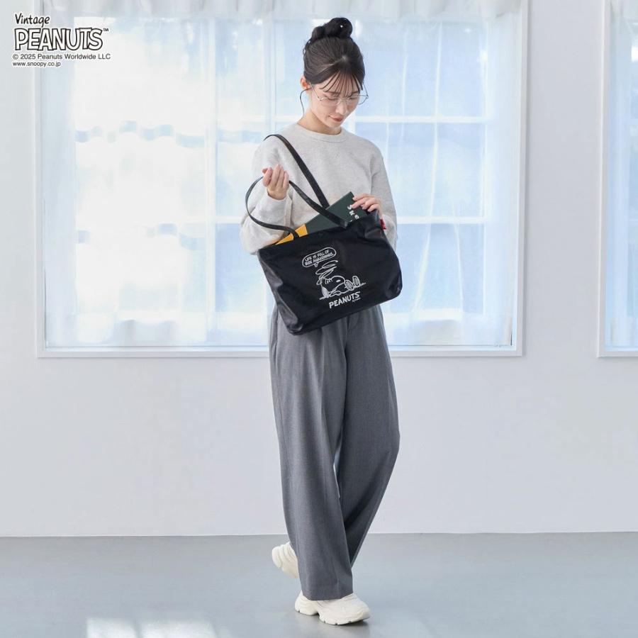 2025新作 スヌーピーバッグ 正規品 ROOTOTE ルートート IP.A4アーキャトルワイド.メタリック.ピーナッツ-0Q スヌーピーグッズ トートバッグ 8445 ブラック | ROOTOTE | 03