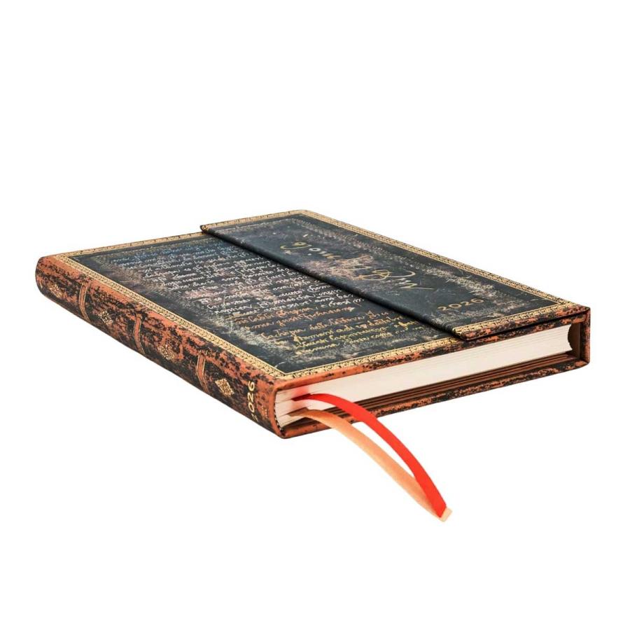 スケジュール帳 正規品 paperblanks ペーパーブランクス MIDI ハードカバー 2026年版 ダイアリー 日本語版 手帳 ミディ ミケランジェロ Handwriting 「手跡」 | paperblanks | 01