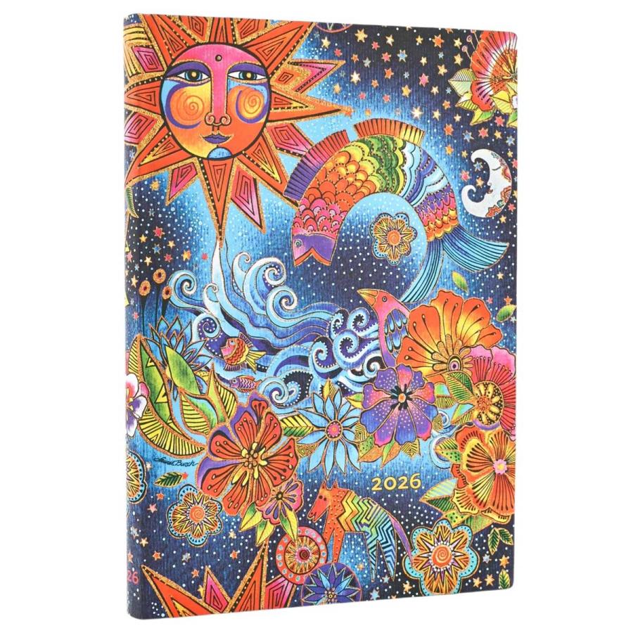 paperblanks ペーパーブランクス MIDI Flexis ソフトカバー 2026年 ダイアリー 日本語版 手帳 ミディ 気まぐれな妖精たち セレスティアル・マジック | paperblanks