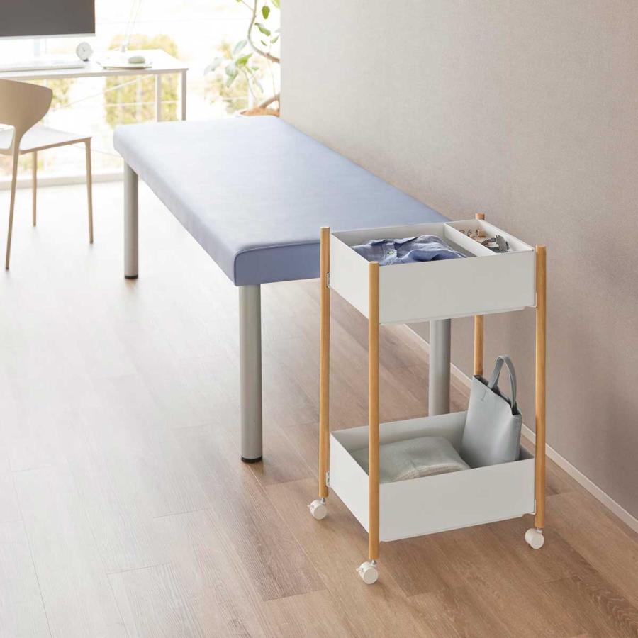 収納ワゴン 山崎実業 正規品 RIN リン 小物トレー付き収納ワゴン 2段 キャスター付き  10180 ナチュラル | 