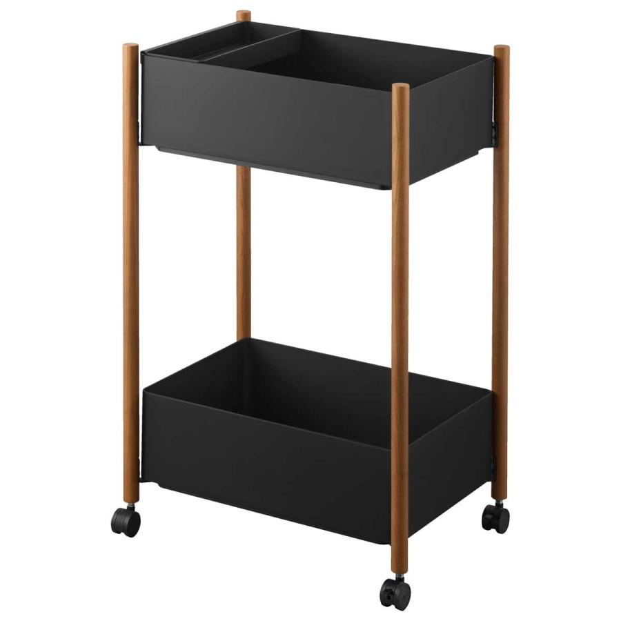 収納ワゴン 山崎実業 正規品 RIN リン 小物トレー付き収納ワゴン 2段 キャスター付き  10179 ブラウン |  | 01