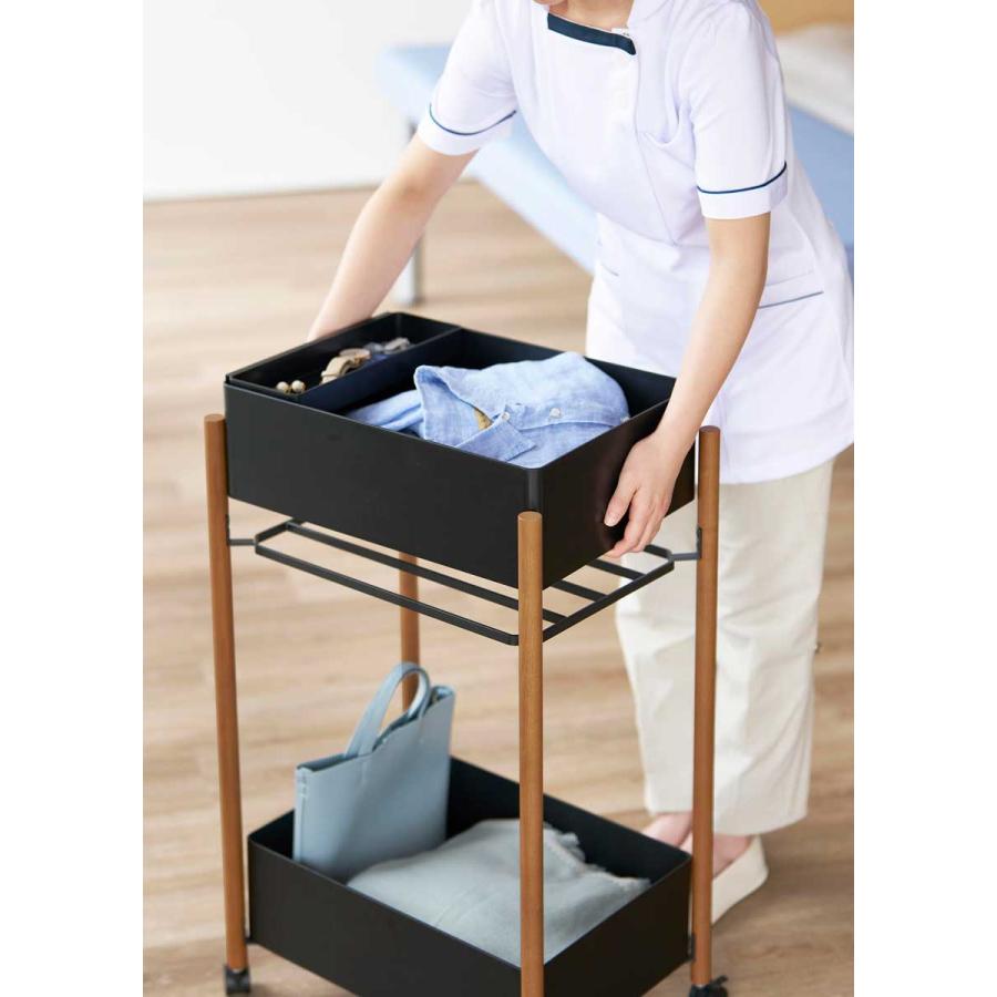 収納ワゴン 山崎実業 正規品 RIN リン 小物トレー付き収納ワゴン 2段 キャスター付き  10179 ブラウン |  | 03