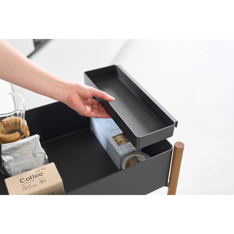 収納ワゴン 山崎実業 正規品 RIN リン 小物トレー付き収納ワゴン 2段 キャスター付き  10179 ブラウン |  | 05