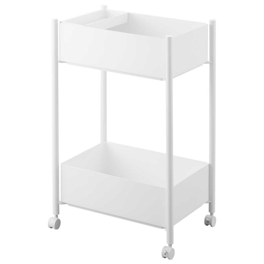 収納ワゴン 山崎実業 正規品 tower タワー 小物トレー付き収納ワゴン 2段 キャスター付き  10183 ホワイト | tower | 01