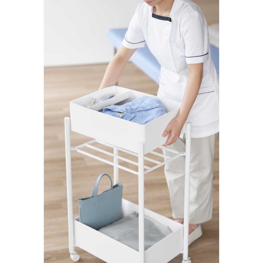 収納ワゴン 山崎実業 正規品 tower タワー 小物トレー付き収納ワゴン 2段 キャスター付き  10183 ホワイト | tower | 03