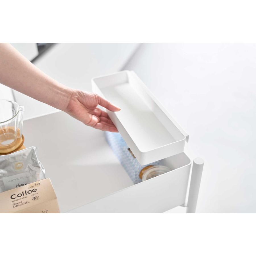 収納ワゴン 山崎実業 正規品 tower タワー 小物トレー付き収納ワゴン 2段 キャスター付き  10183 ホワイト | tower | 05