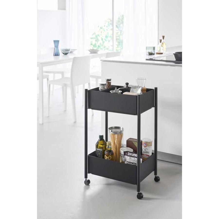 収納ワゴン 山崎実業 正規品 tower タワー 小物トレー付き収納ワゴン 2段 キャスター付き  10184 ブラック | tower | 04