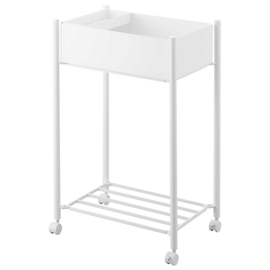 収納ワゴン 山崎実業 正規品 tower タワー 小物トレー付き下段が棚の収納ワゴン 2段 キャスター付き  10185 ホワイト | tower | 01