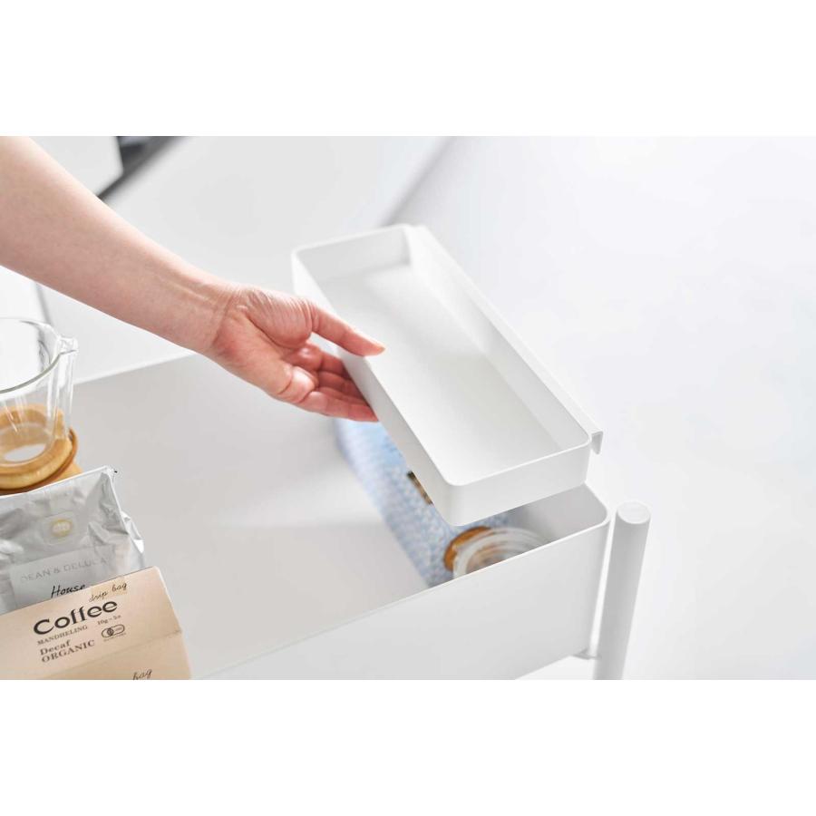 収納ワゴン 山崎実業 正規品 tower タワー 小物トレー付き下段が棚の収納ワゴン 2段 キャスター付き  10185 ホワイト | tower | 05