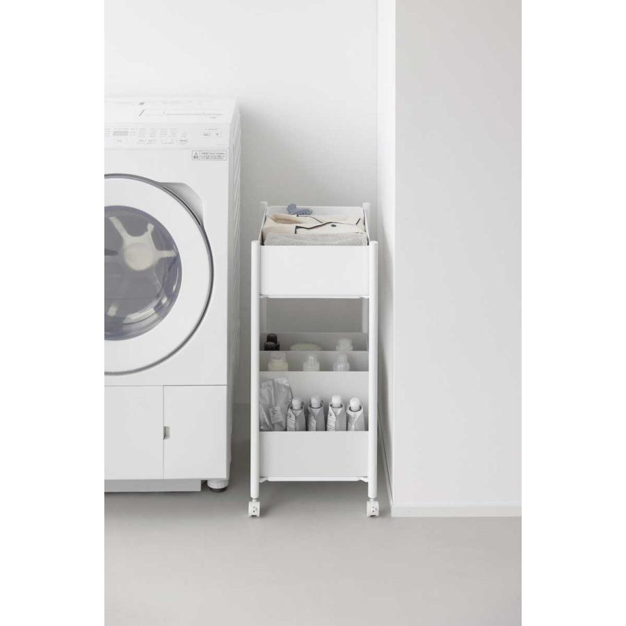 収納ワゴン 山崎実業 正規品 tower タワー 小物トレー付き下段が棚の収納ワゴン 2段 キャスター付き  10185 ホワイト | tower | 07