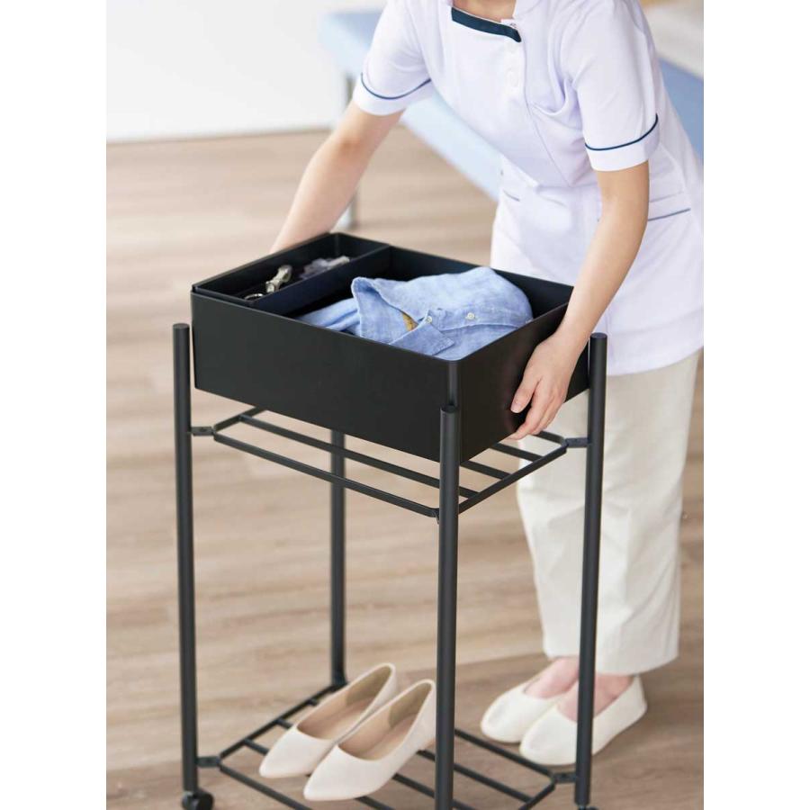 収納ワゴン 山崎実業 正規品 tower タワー 小物トレー付き下段が棚の収納ワゴン 2段 キャスター付き  10186 ブラック | tower | 03