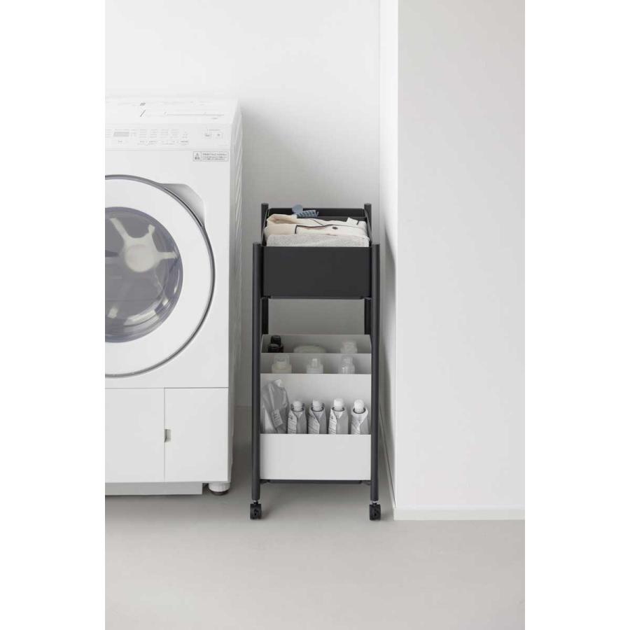 収納ワゴン 山崎実業 正規品 tower タワー 小物トレー付き下段が棚の収納ワゴン 2段 キャスター付き  10186 ブラック | tower | 07