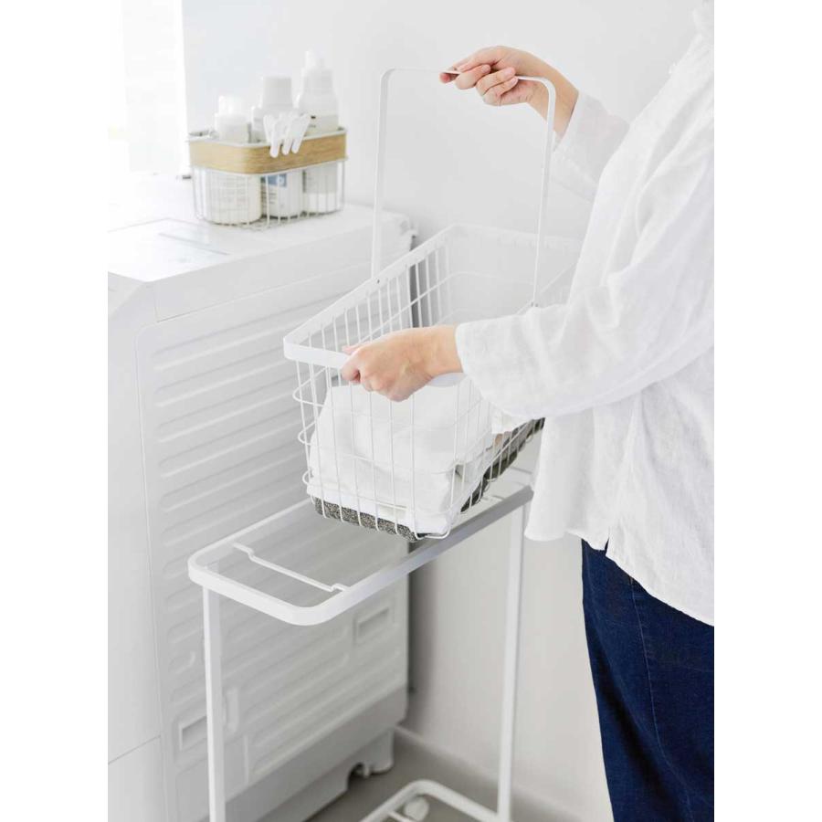 ランドリーバスケット 山崎実業 正規品 tower タワー ランドリーワゴン+バスケットセット スリム 洗濯かご 洗濯カゴ  8464 ホワイト | tower | 04