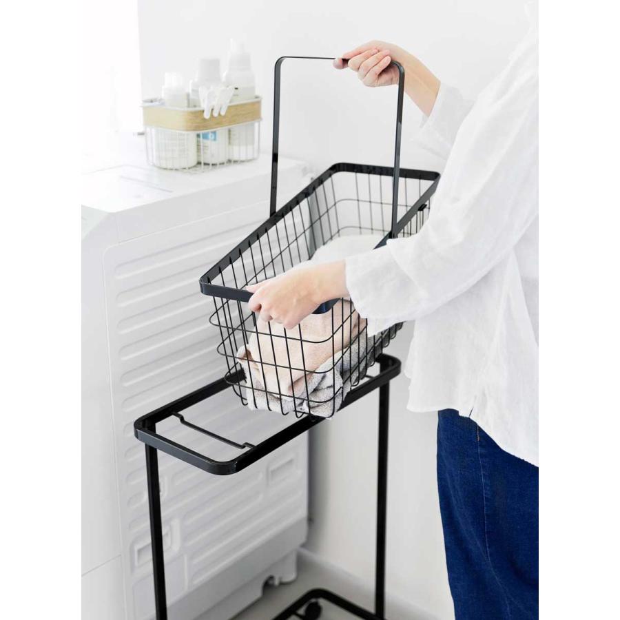 ランドリーバスケット 山崎実業 正規品 tower タワー ランドリーワゴン+バスケットセット スリム 洗濯かご 洗濯カゴ  8465 ブラック | tower | 04