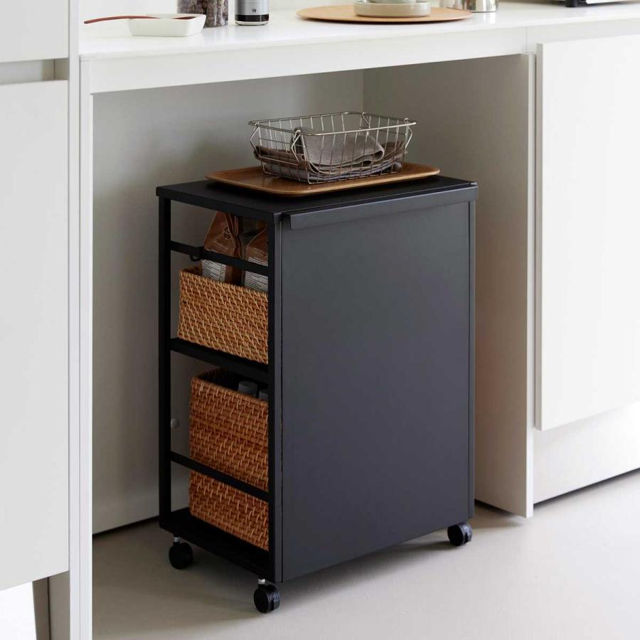 収納ワゴン 山崎実業 正規品 tower タワー 目隠しワゴン 天板付き キャスター付き  8467 ブラック | tower