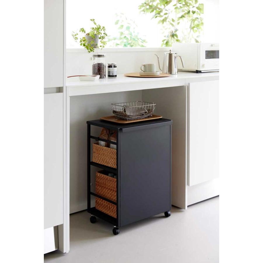 収納ワゴン 山崎実業 正規品 tower タワー 目隠しワゴン 天板付き キャスター付き  8467 ブラック | tower | 02