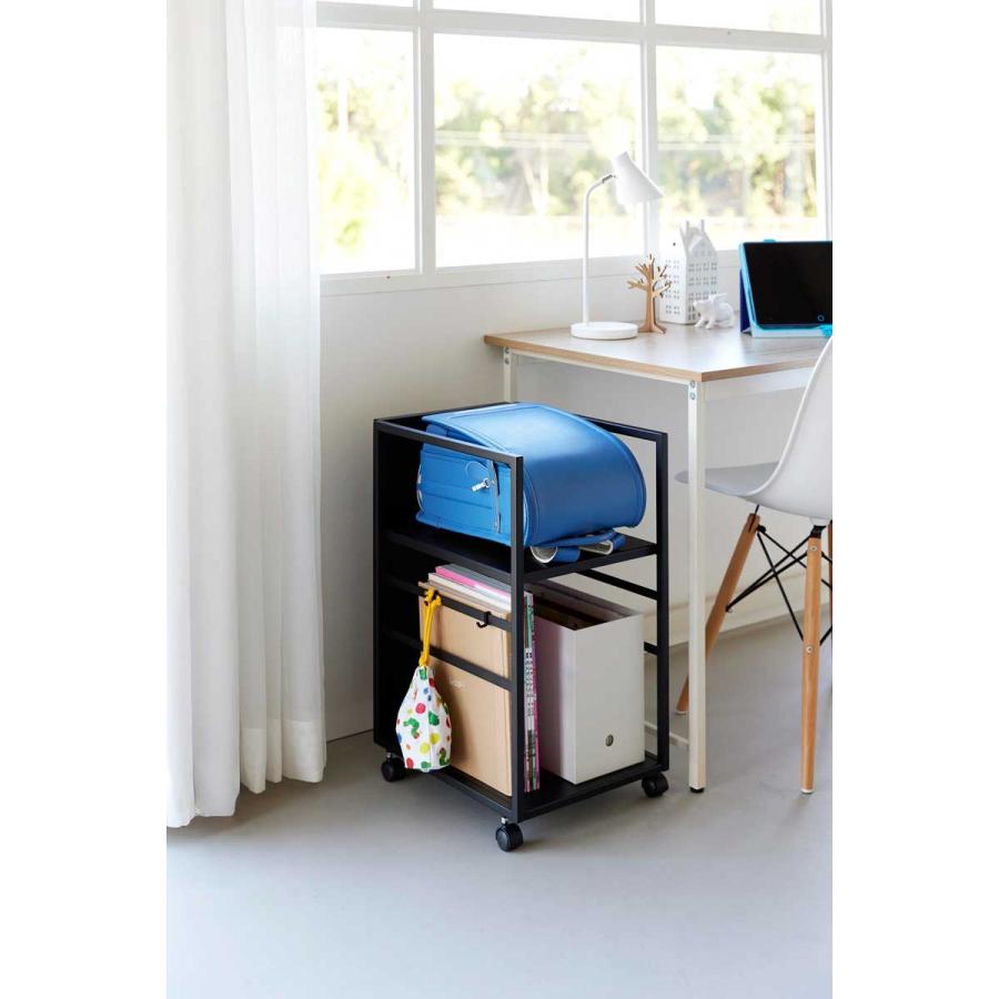 収納ワゴン 山崎実業 正規品 tower タワー 目隠しワゴン スリム キャスター付き  8469 ブラック | tower | 02