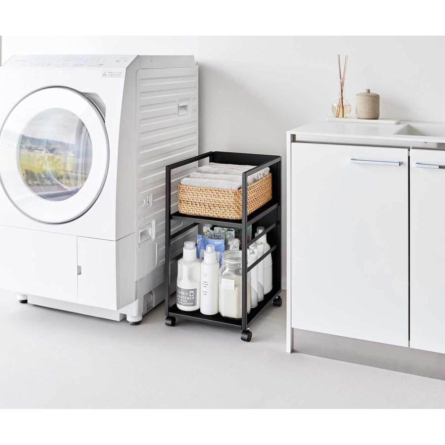 収納ワゴン 山崎実業 正規品 tower タワー 目隠しワゴン スリム キャスター付き  8469 ブラック | tower | 04