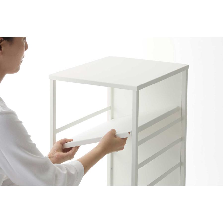 収納ワゴン 山崎実業 正規品 tower タワー 目隠しワゴン スリム 天板付き キャスター付き  8470 ホワイト | tower | 06