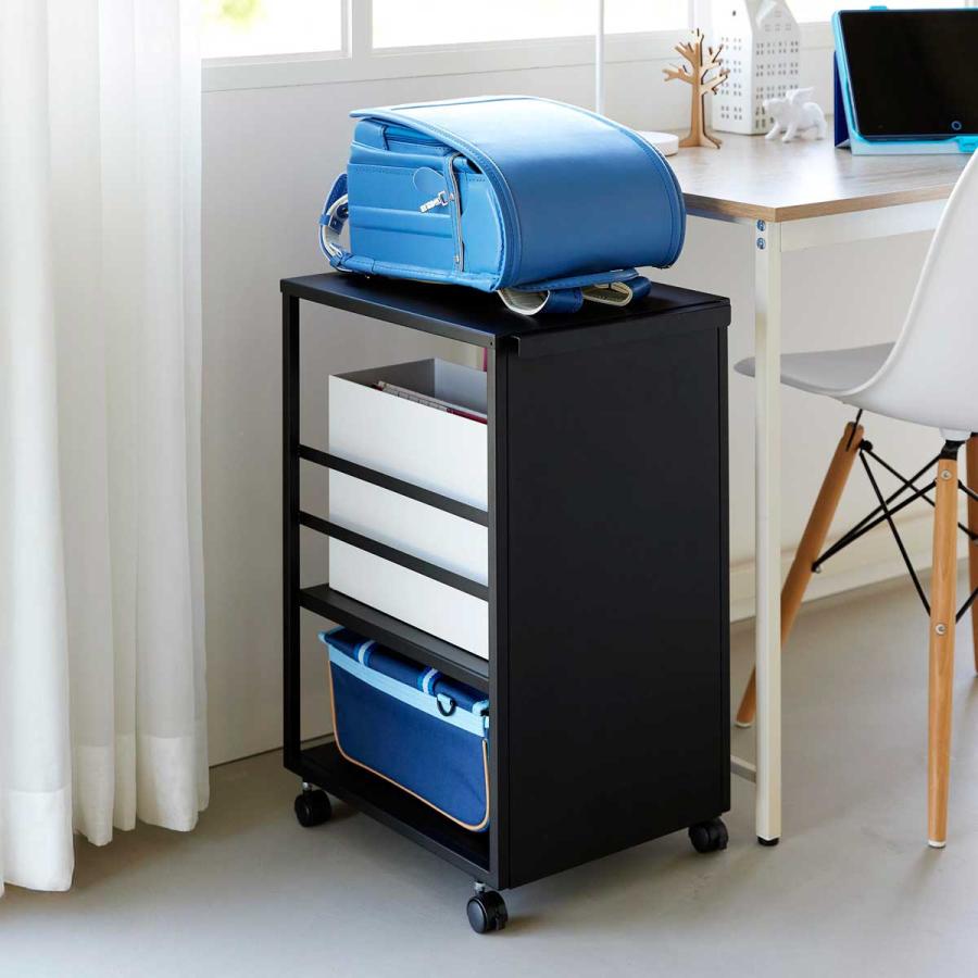 収納ワゴン 山崎実業 正規品 tower タワー 目隠しワゴン スリム 天板付き キャスター付き  8471 ブラック | tower