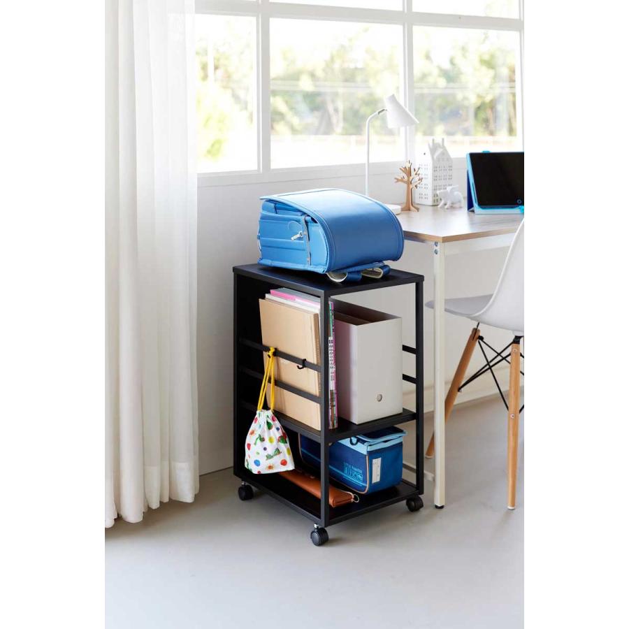 収納ワゴン 山崎実業 正規品 tower タワー 目隠しワゴン スリム 天板付き キャスター付き  8471 ブラック | tower | 02