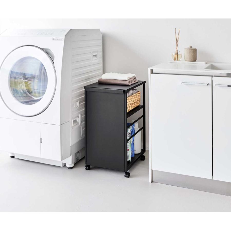 収納ワゴン 山崎実業 正規品 tower タワー 目隠しワゴン スリム 天板付き キャスター付き  8471 ブラック | tower | 03