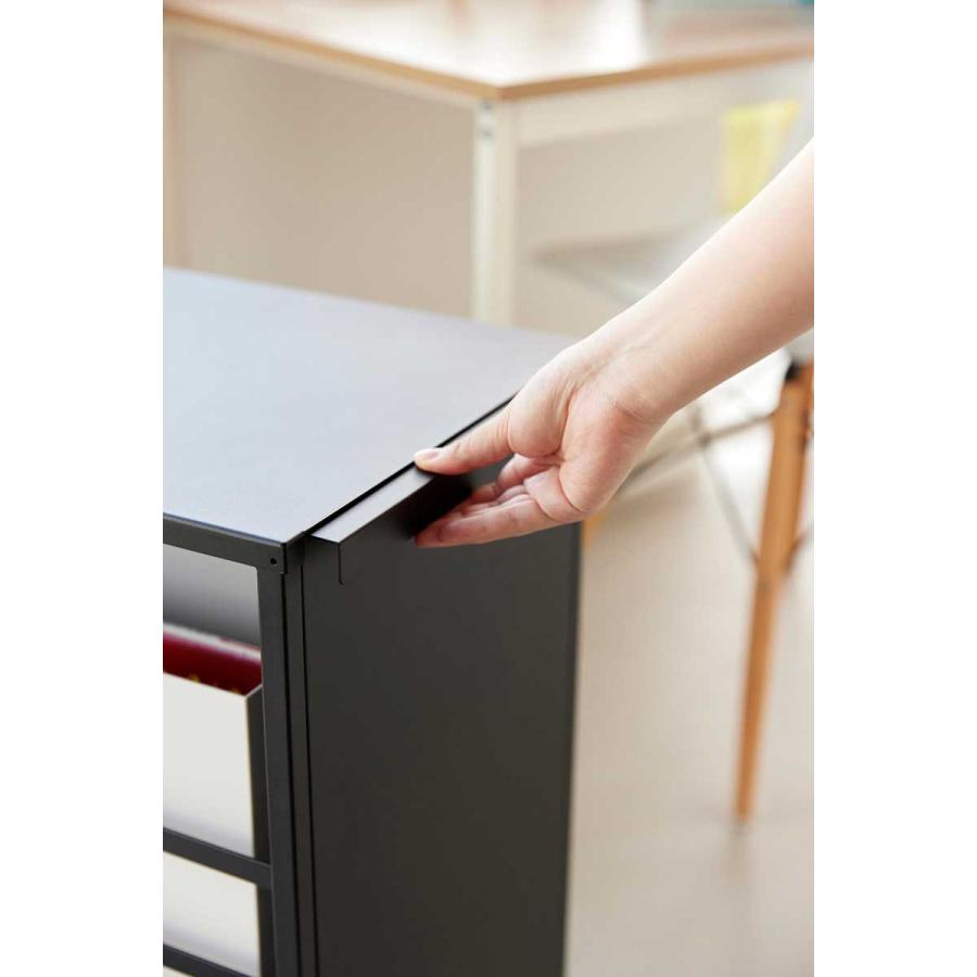 収納ワゴン 山崎実業 正規品 tower タワー 目隠しワゴン スリム 天板付き キャスター付き  8471 ブラック | tower | 05